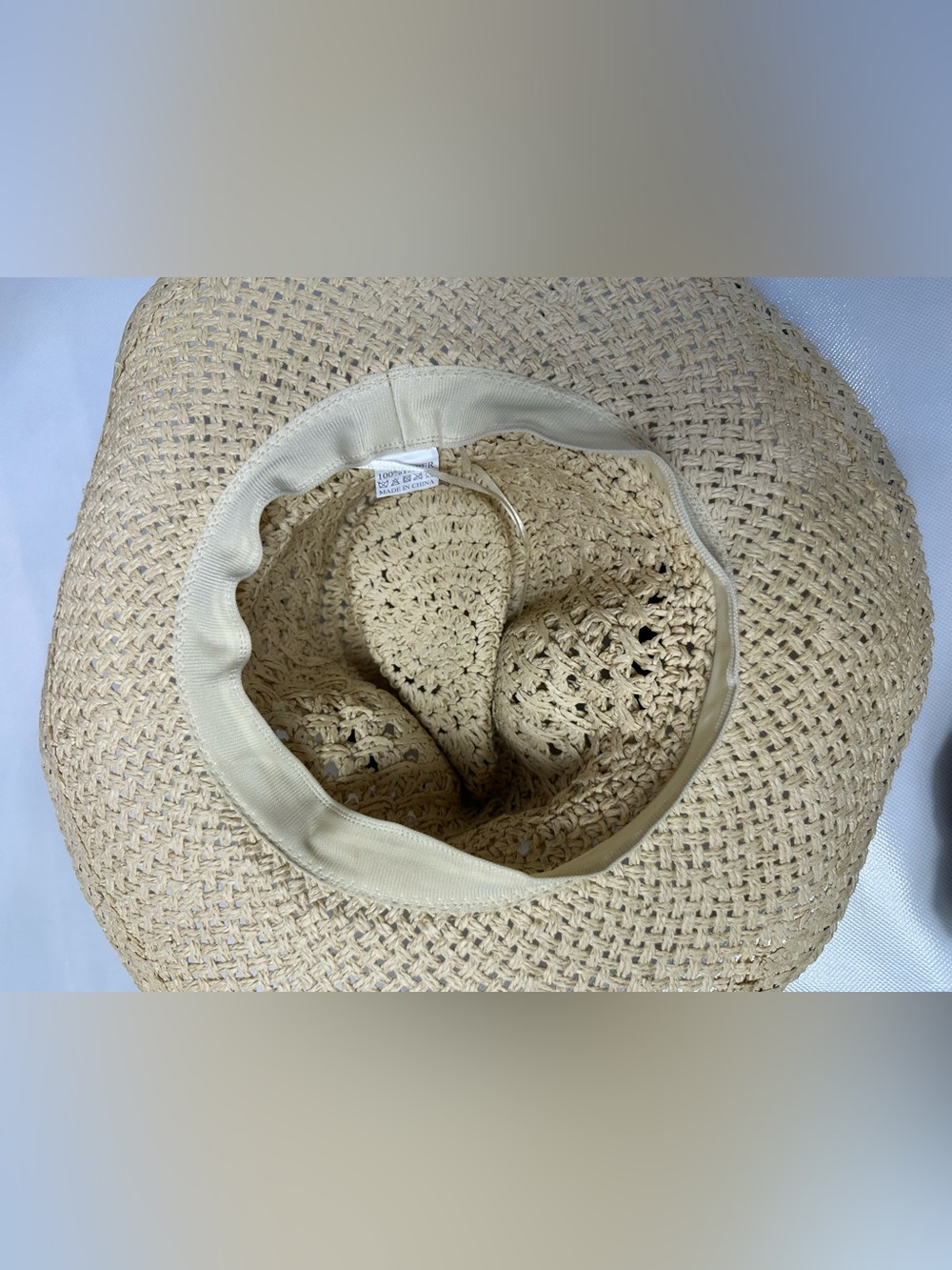 Source Unknown Natural Straw Sun Hat with Blue Floral Band - Picture 6 of 11